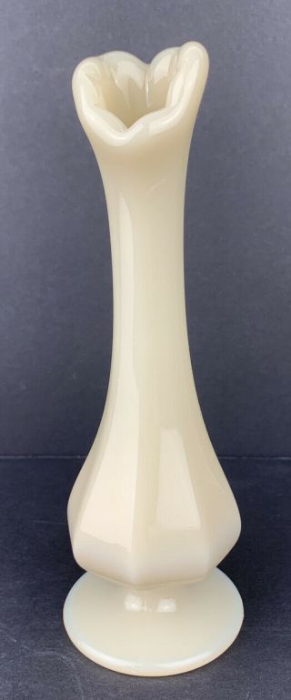 Vintage Fenton Custard Glass Bud Vase Footed 8 Paneled 1980 