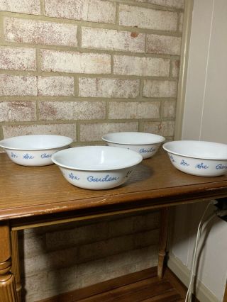 Corelle Ware Cereal Bowls " In The Garden " (set Of 4) 6.  25 " Retired Corning Ware