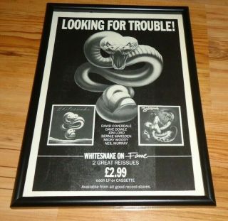 Whitesnake Looking For Trouble - Framed Press Release Promo Poster
