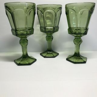 3 Vintage Fostoria Virginia Wine Goblets Green 6 " 1978 - 1986