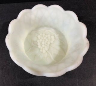 Fenton Custard Glass Flat Bowl With Fruit Design Uranium Glows