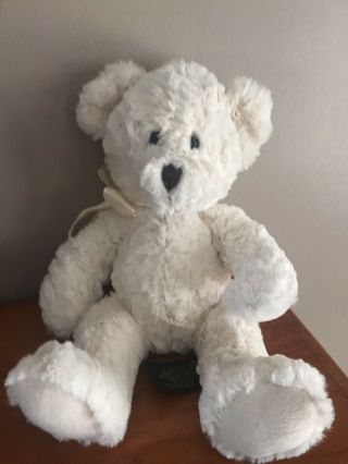 Russ Berrie Eileen White Teddy Bear 12” Stuffed Animal Plush With Bow Very Soft
