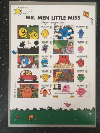 Mr Men Little Miss.  Royal Mail Smilers Sheet.  Getting Harder To Find