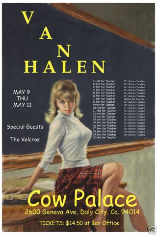 Eddie Van Halen With Van Halen At The Cow Palace Concert Poster 1984 12x18