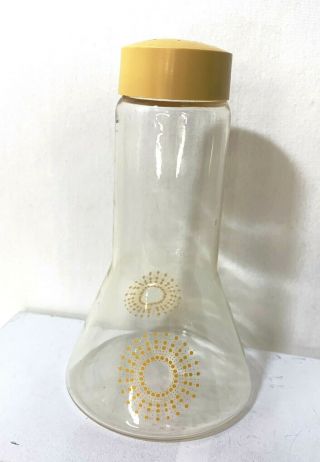 Vintage Pyrex Clear Glass Atomic Sunburst Gold Replacement Salt Pepper Shaker