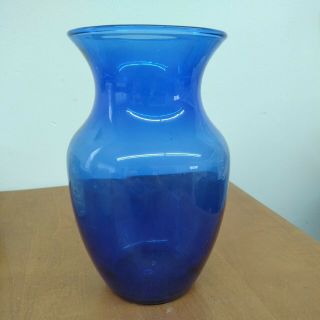 Vintage Libby Cobalt Blue Glass Vase Flared Top 8 Inches Tall Style 7” Round Wow