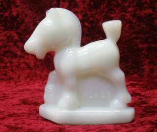 Heisey By Fenton Hca Opalescent White Glass Sparky Oscar Horse Figurine 1988