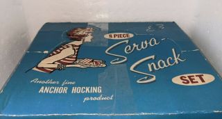 Vintage Anchor Hocking 8 - Piece Serva - Snack Set - Clear Glass Plate And Cup Set