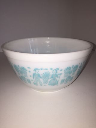 Vintage Turquoise Pyrex Amish Butterprint 402 Shiny Mixing Bowl 1 1/2 Qt Nest