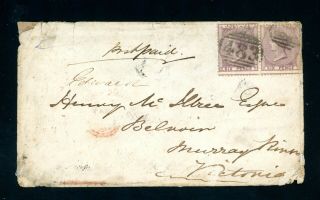 1864 Lutterworth To Australia 1s Rate Cover (2 X 6d Sg 69) Some Soiling (j 077)