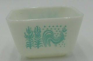 Pyrex Refrigerator Dish Amish Butter Print Blue Turquoise 501 Rectangle 1.  5 Cup