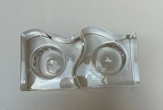 Orrefors Crystal Candle Holder - Puzzle Shape Set Of Two In