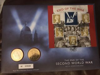 Gb Fdc Pnc Unc £2 End Of Ww2 60th Anniv.  St Paul’s Cathedral Postmark 5.  7.  2005