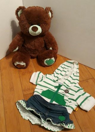 Build - A - Bear Girl Scout Thin Mints Plush Bear With Denim Skirt & Hoodie Jacket