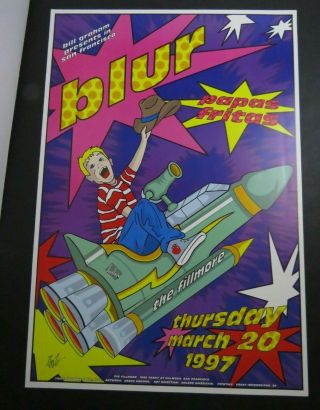Blur - Concert Poster - The Fillmore Bg - F261 - - 1997 With Papas Fritas S.  F.  Calf.