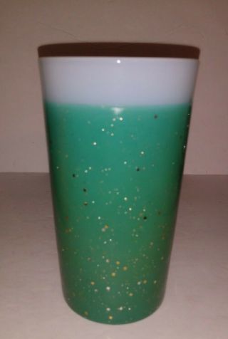 Vintage Mid Century Fire King Glamalite Teal Rubber Coated Glitter 5 " Tumbler