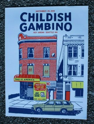 2018 Childish Gambino Concert Poster Screenprint Silkscreen Seattle Serigraph