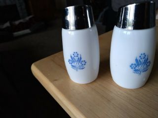Vintage Gemco Blue/white Milk Glass Salt & Pepper Shakers