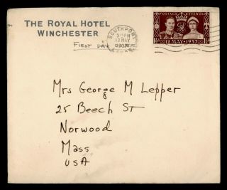 Dr Who 1937 Gb Fdc Kgvi Coronation Winchester Hotel Advertising G04054