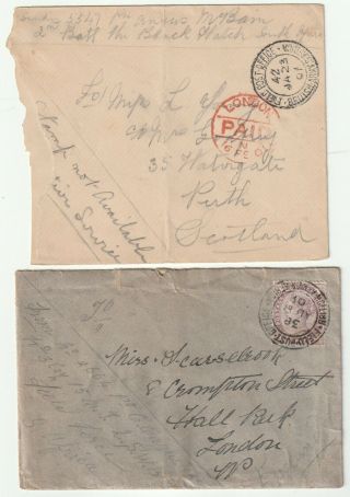 1901 X 2 Field Post Office British Army Postmarks Boer War Paid & No Stamps Uk