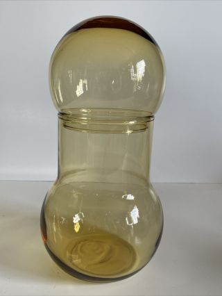 Vintage Mid - Century Amber Empoli Glass Apothecary Jar