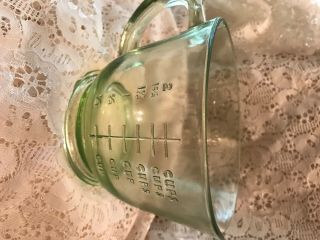 1930s Era Vintage Green Depression Glass 16 Oz Measuring Cup
