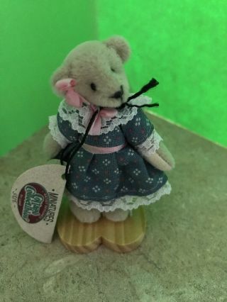 Ganz Cottage Collectibles Miniatures Teddy Bear Sue Mwt & Stand Lynda Kunz