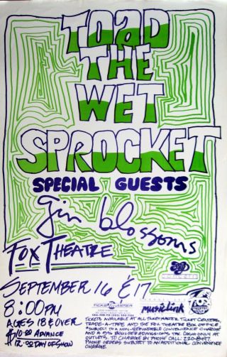 Toad The Wet Sprocket / Gin Blossoms 1995 Denver Concert Tour Poster - Alt Rock