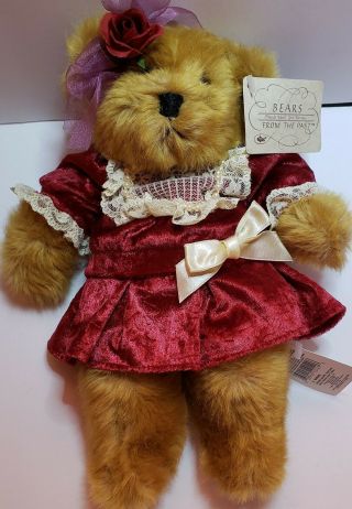 Teddy Bear Plush 10 " Red Dress Pearls Rose Russ Bears From The Past Juliet