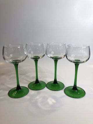 Vintage Durand Emerald Green Flared Stem Cordial Wine Glass Goblet 4 Oz Set Of 4