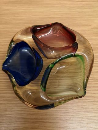 Murano Sommerso Art Glass Bowl Dish Ash Tray Vintage 1960s/70s