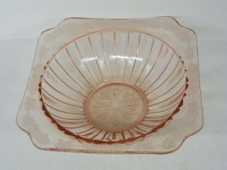 Vintage Adam Pink Jeannette Glass 9 " Round Vegetable Bowl Base Only