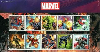 Royal Mail Stamps Presentation Pack 568 Marvel (2019) Includes M/s.  Uk P&p