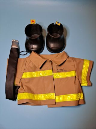 Build A Bear Firefighter Fireman Outfit Reflective Jacket Hose & Boots Clothes