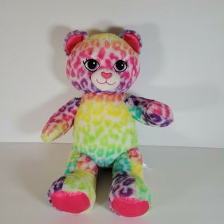 2017 Build A Bear Rainbow Leopard Cheetah Cat Plush Stuffed Animal 17”