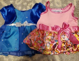 Build A Bear Pre - Owned Pinkheart Dress Blue Velvet,