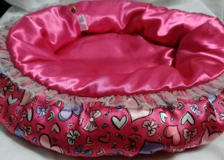 Build A Bear Pet Bed Pink Plush Cat Dog Heart Round Pillow 17 " Easter Basket