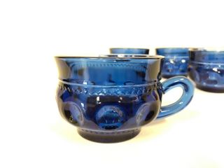 Kings Crown Tiara Thumbprint Cobalt Blue Glass 4 Pc Cups