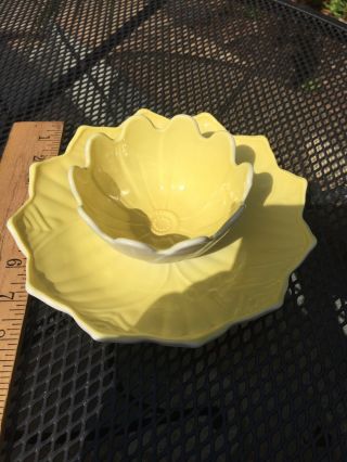Yellow Anchor Hocking Lotus Blossom & Leaf Bowl & Plate Set
