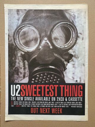 U2 Sweetest Thing (b) Poster Sized Music Press Advert From 1998 - Prin