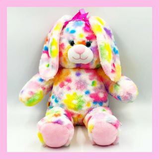 Build A Bear Babw Pastel Flowers Easter Bunny 17” Plush Stuffed Toy