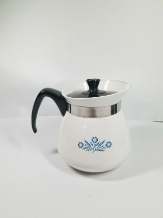 Vintage Corelle Corning Ware Blue Cornflower 2 Qt Coffee,  Tea Pot With Lid