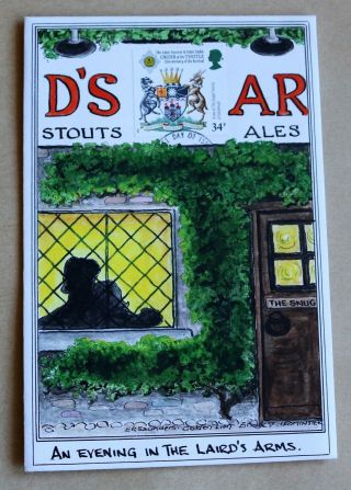 Scottish Heraldry 1987 Rare Hand Painted An Evening In The Laird Arms Comic Fdc