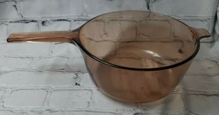 Vtg Vision Corning 2.  5l Amber Glass Cookware Boiling Stovetop Dish Pot No Lid