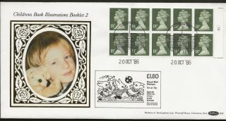 20/10/1986 £1.  80 Childrens Book Illustration Booklet 2 Cyl.  No.  Right Selvedge Fdc