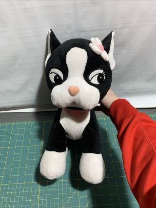 Build A Bear Kitty Cat Black White Pink Collar Flower 14 " Toy Stuffed Animal