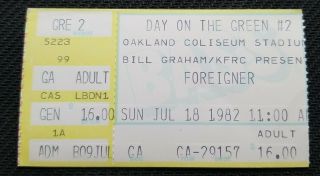 Vtg 1982 Cow Palace San Francisco Ca Concert Ticket Stub - Foreigner