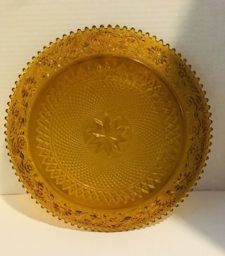 Vintage Indiana Tiara Glass Sandwich Amber Large 16 1/8 " Torte Plate Platter