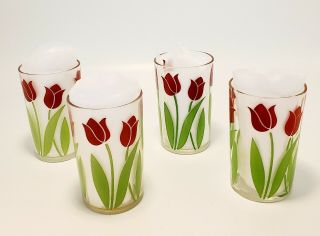 Vintage Red Tulip Swanky Swig Juice Glasses Set Of Four
