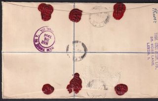 Great Britain Leeds 1958 To Ny 5 Ave Thos Cook & Son Reg.  Mail Red Wax Seal